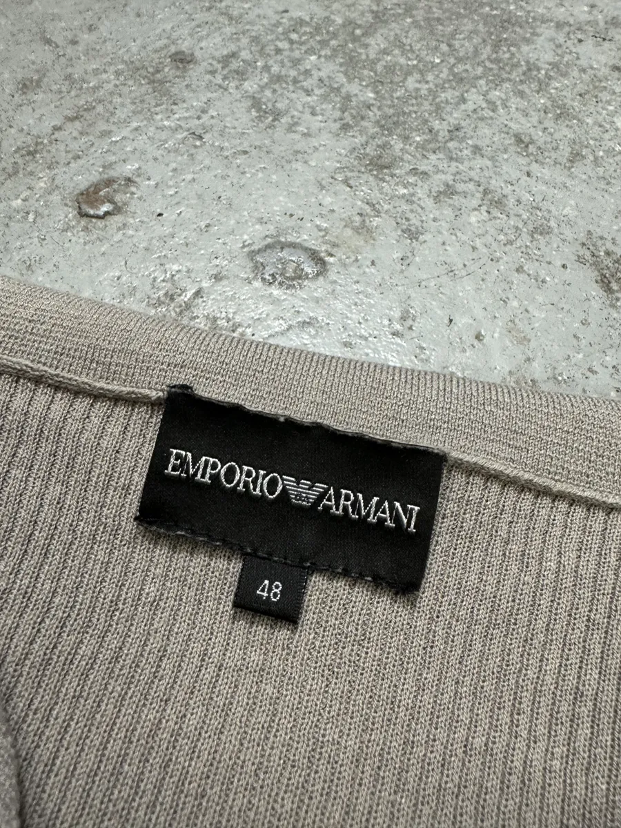 2000s Emporio Armani Beige Polo Longsleeves - Image 6