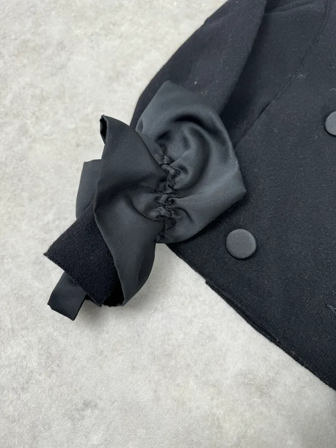 2000s Emporio Armani Black Flower Sleeves Blazer Jacket - Image 6