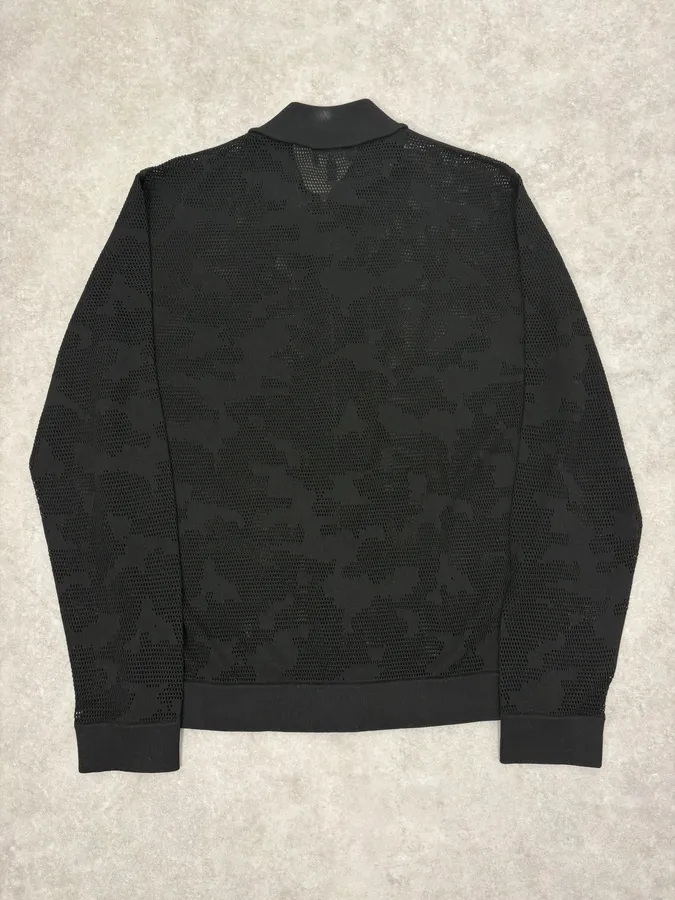 2000s Emporio Armani Black Mesh Camo Bomber Jacket - Image 6