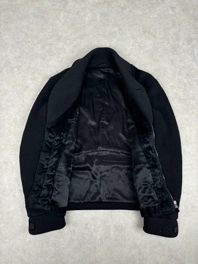 2000s Emporio Armani Black Pony Hair & Wool Jacket - Image 7