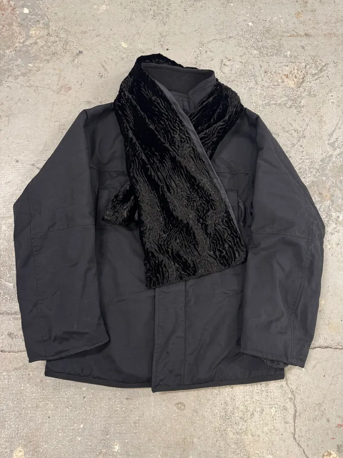 2000s Emporio Armani Black Silk Hybrid Scarf - Image 2