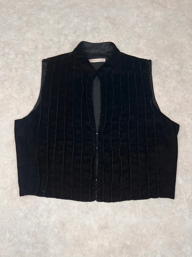2000s Emporio Armani Black Velvet Vest