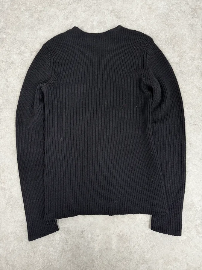 2000s Emporio Armani Black Wool Zip Sweater - Image 5