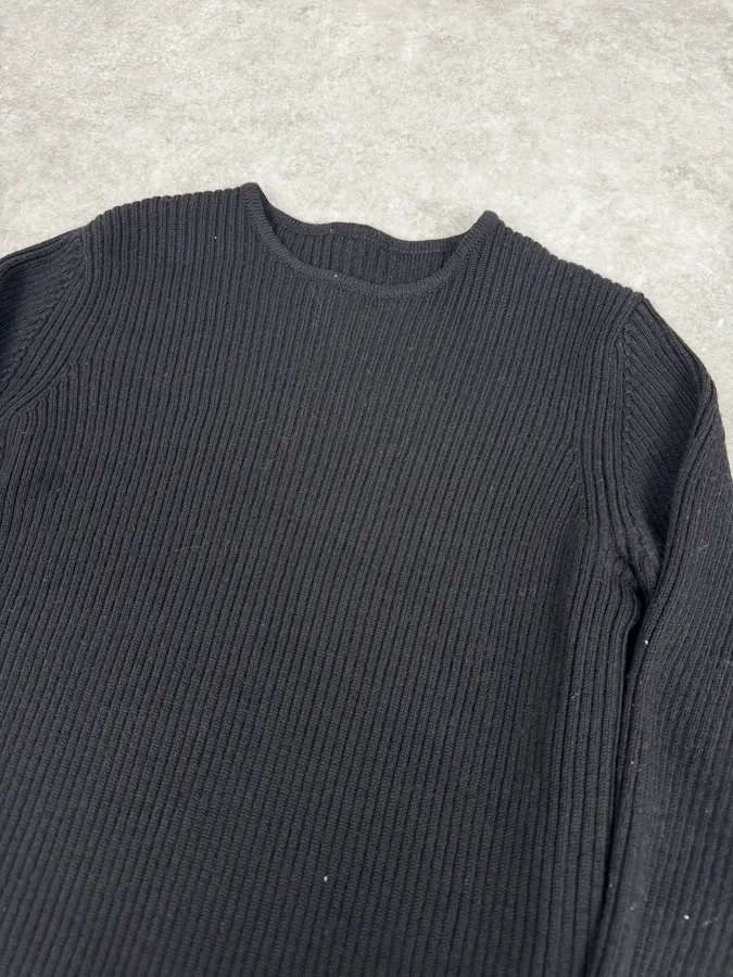 2000s Emporio Armani Black Wool Zip Sweater - Image 6
