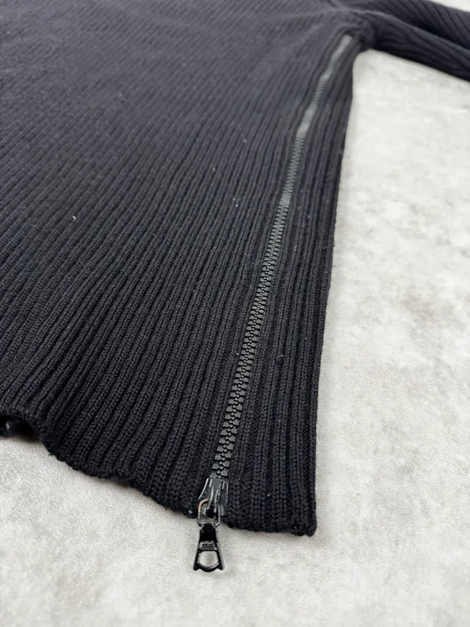 2000s Emporio Armani Black Wool Zip Sweater - Image 8