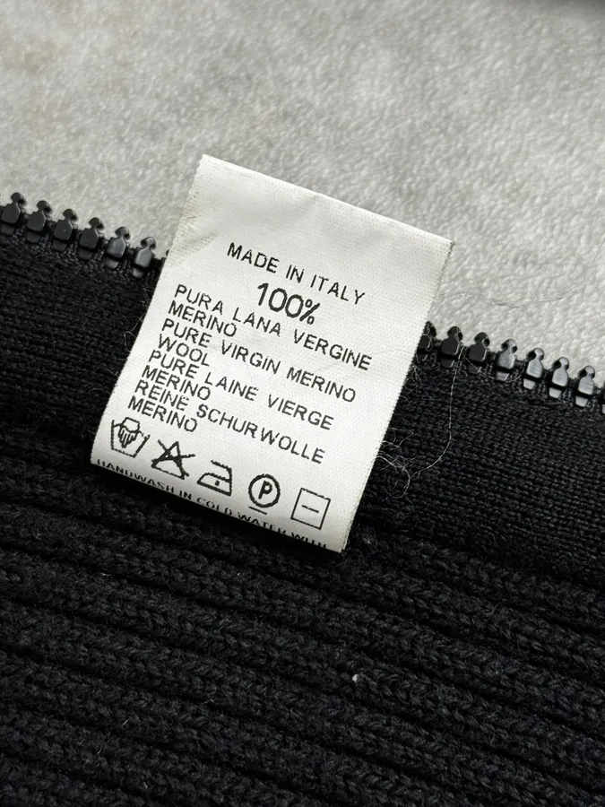 2000s Emporio Armani Black Wool Zip Sweater - Image 9