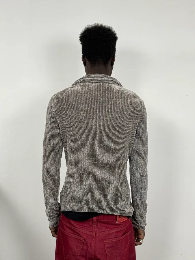 2000s Emporio Armani Grey Cardigan Sweater - Image 3