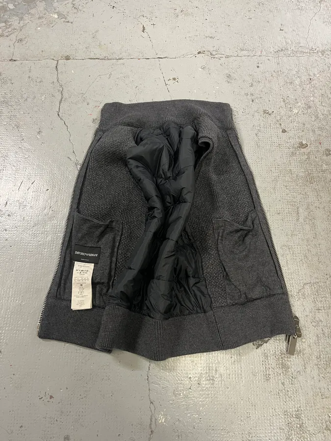 2000s Emporio Armani Grey Wool & Puffer Vest - Image 7