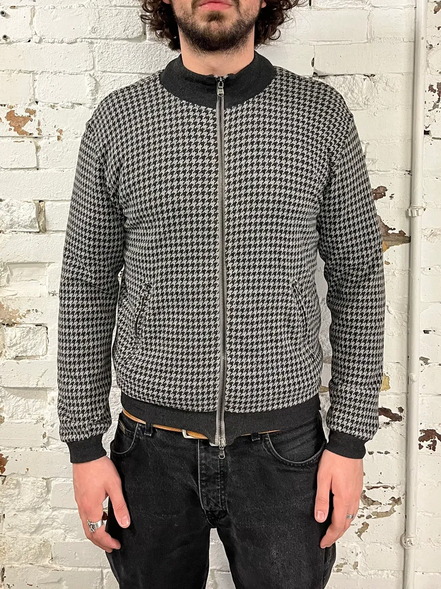 2000s Emporio Armani Houndstooth Black & White Wool Jacket - Image 2