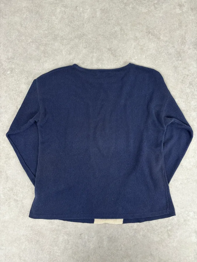 2000s Emporio Armani Navy & Beige Contemporary Sweater - Image 5