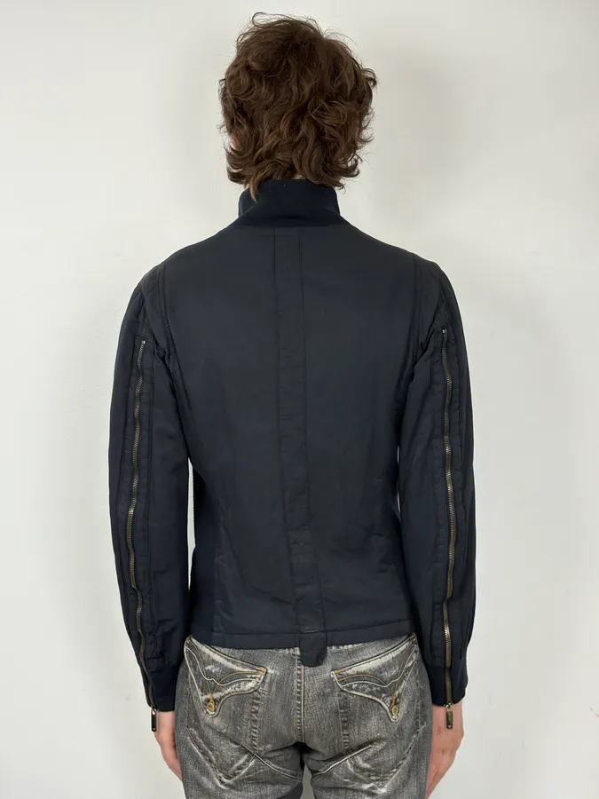 2000s Emporio Armani Navy Multi Zips Racing Jacket - Image 3