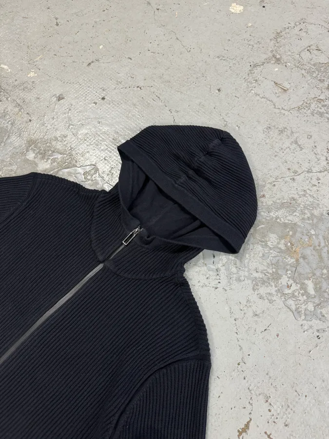 2000s Emporio Armani Navy Pleats Zip-Up Hoodie - Image 5
