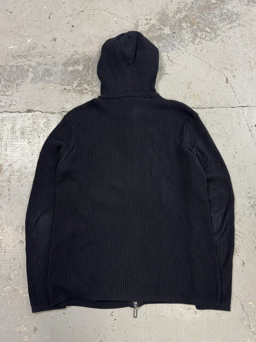2000s Emporio Armani Navy Pleats Zip-Up Hoodie - Image 6