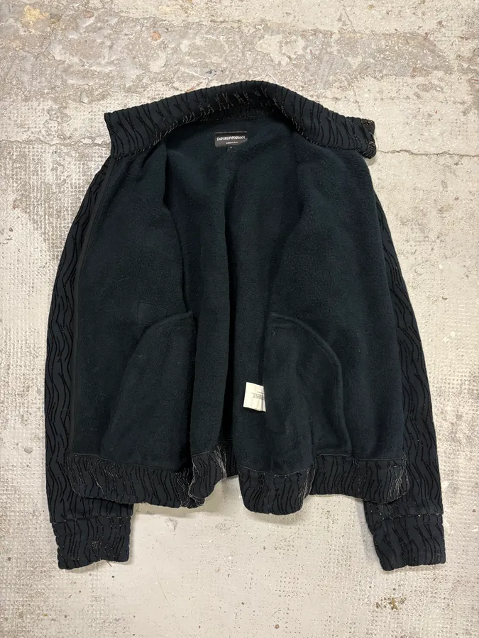 2000s Emporio Armani Navy Velvet Asymmetrical Imperial Jacket - Image 7
