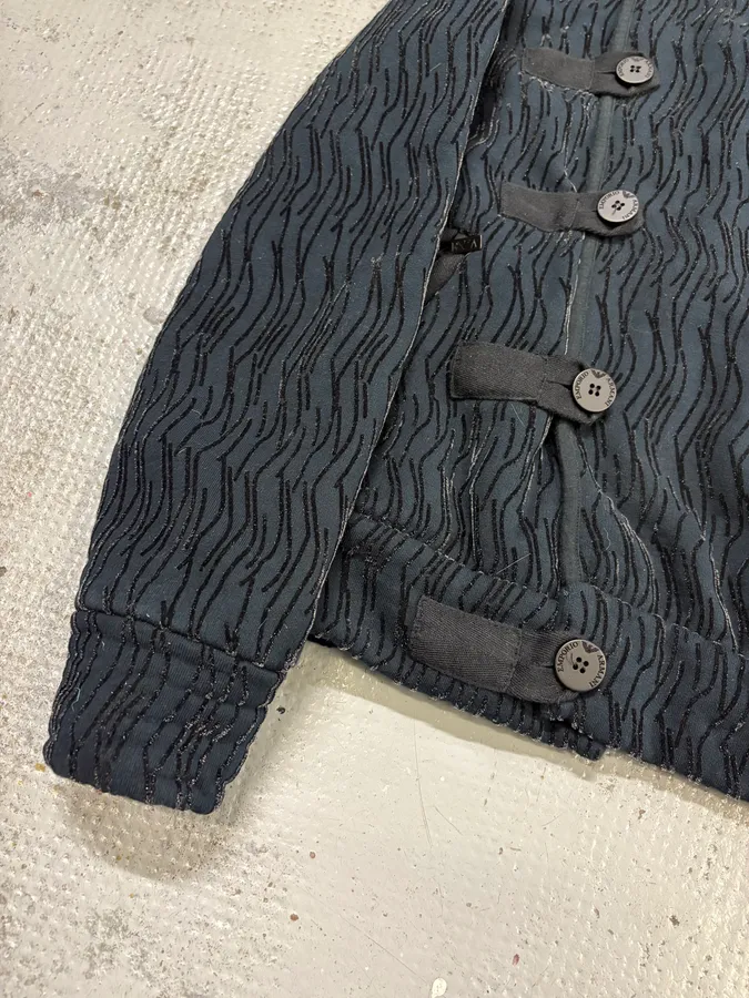 2000s Emporio Armani Navy Velvet Asymmetrical Imperial Jacket - Image 8