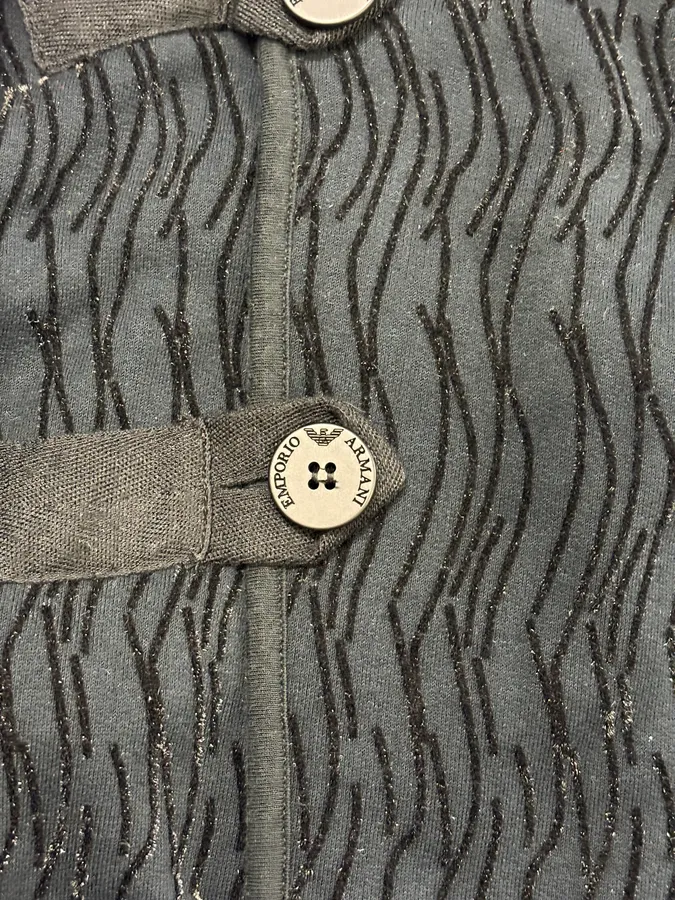 2000s Emporio Armani Navy Velvet Asymmetrical Imperial Jacket - Image 9