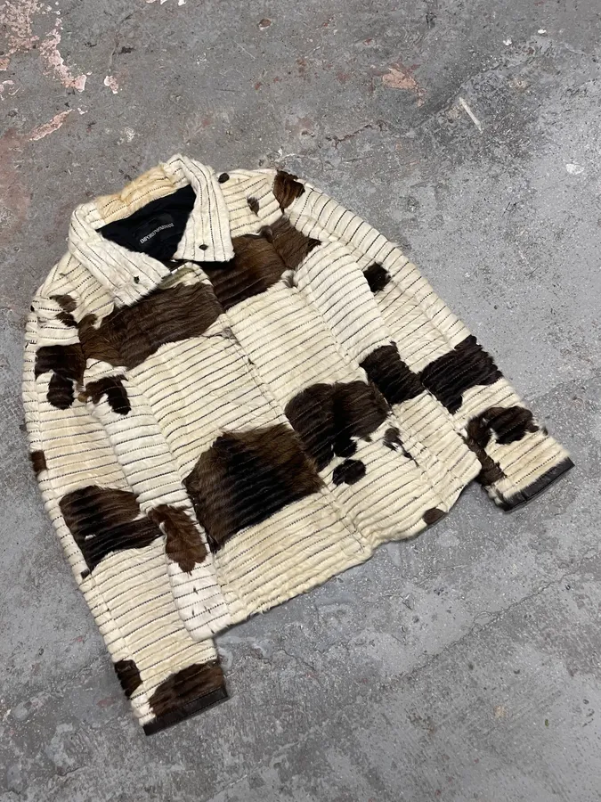 2000s Emporio Armani Pony Hair Cow Leather Jacket - Image 5