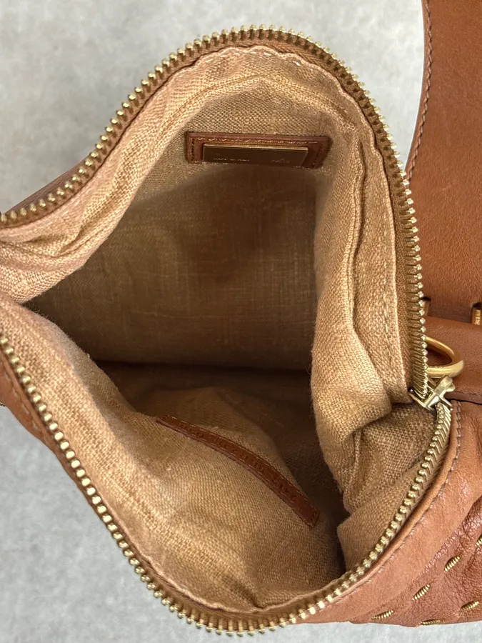 2000s Fendi Brown Leather Scalloped Detail Shoulder Bag - Image 10