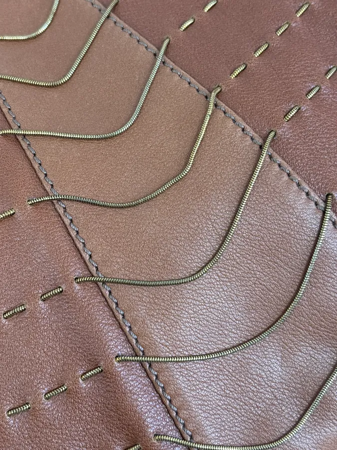 2000s Fendi Brown Leather Scalloped Detail Shoulder Bag - Image 6