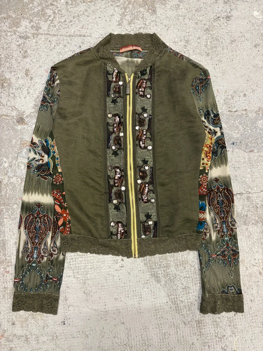 2000s Foglie Rossa Summer Sequin Olive Jacket