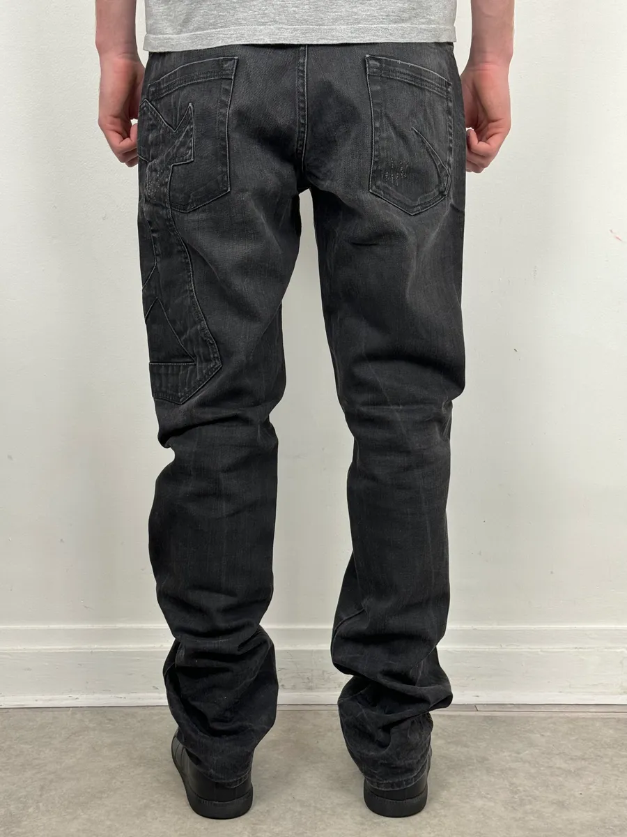 2000s Galliano Propaganda Big Letter Black Jeans - Image 4