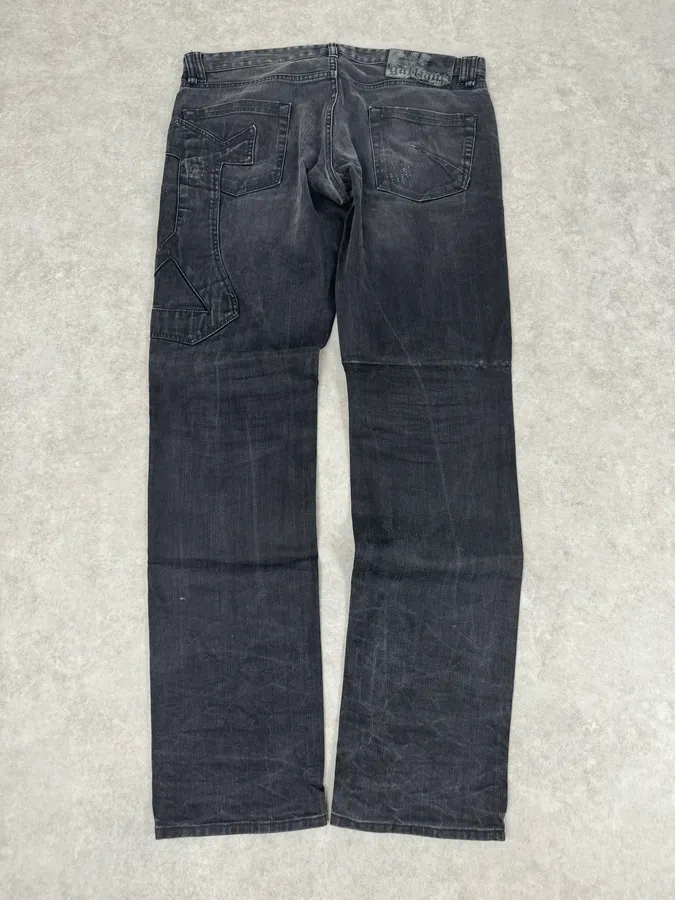 2000s Galliano Propaganda Big Letter Black Jeans - Image 7