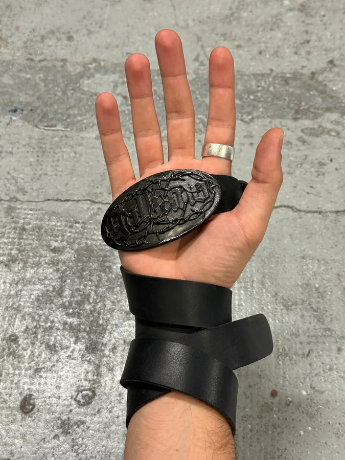 2000s Galliano Wire Buckle Black Leather Belt