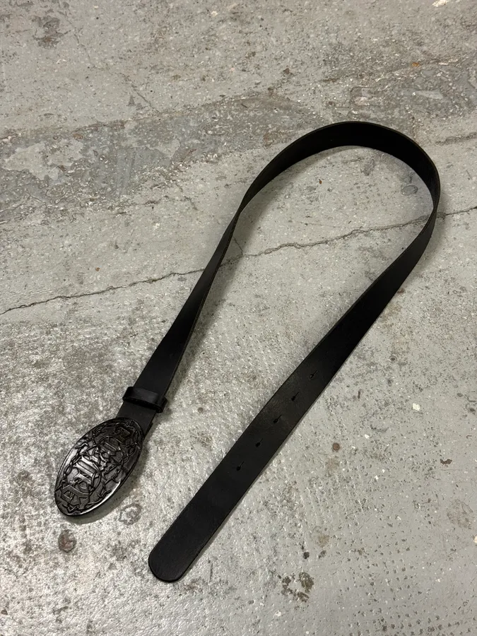 2000s Galliano Wire Buckle Black Leather Belt - Image 3