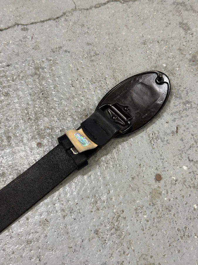 2000s Galliano Wire Buckle Black Leather Belt - Image 7