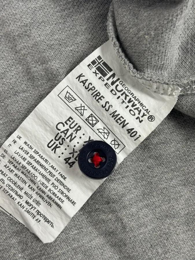 2000s Geographical Norway Grey Embroidered UK Flag Polo - Image 12