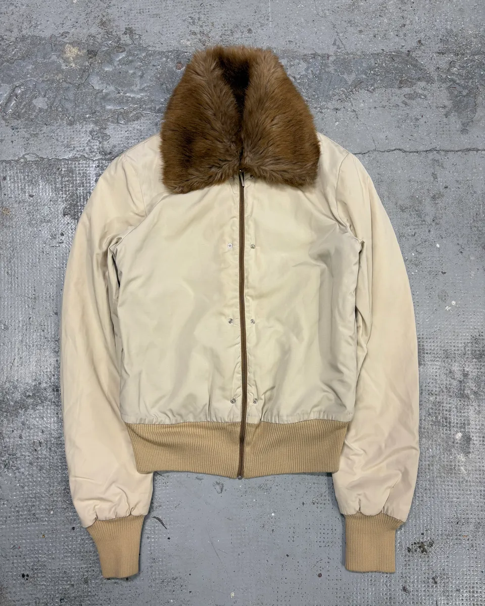 2000s Gianfranco Ferré Beige Fur Lining Bomber Jacket