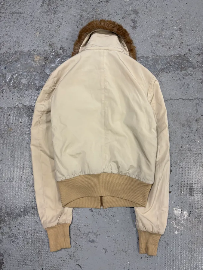 2000s Gianfranco Ferré Beige Fur Lining Bomber Jacket - Image 7