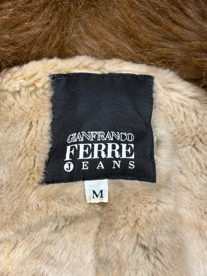 2000s Gianfranco Ferré Beige Fur Lining Bomber Jacket - Image 9