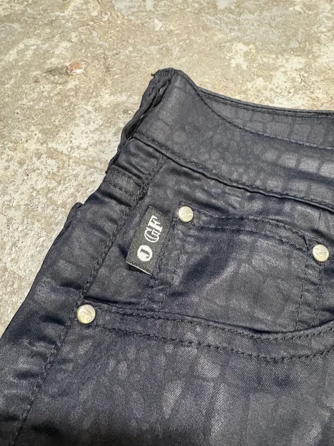 2000s Gianfranco Ferre Black Crocodile Effect Obscure Pants - Image 10