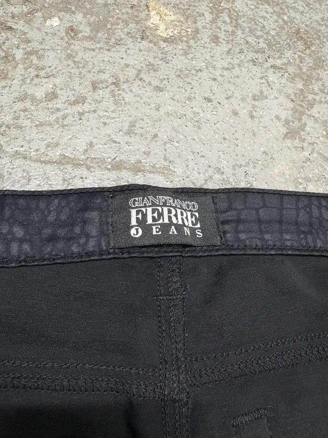 2000s Gianfranco Ferre Black Crocodile Effect Obscure Pants - Image 9