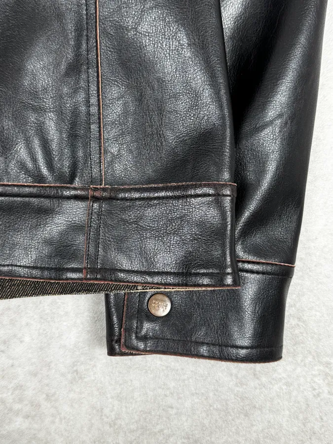 2000s Gianfranco Ferré Black & Dark Brown Eco Leather jacket - Image 9