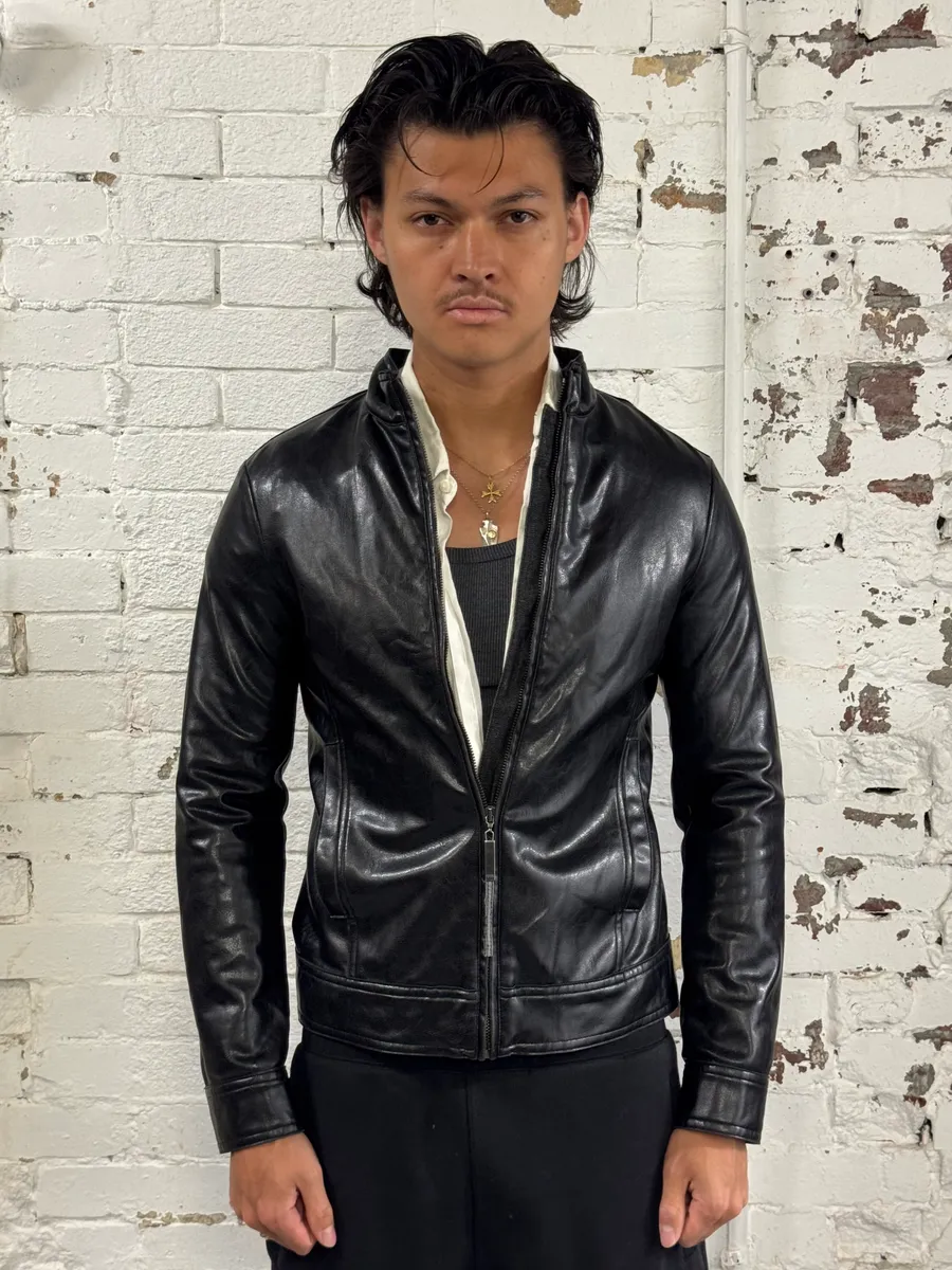 2000s Gianfranco Ferré Black Leather Jacket - Image 2