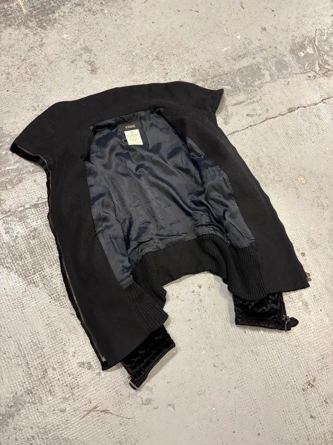 2000s Gianfranco Ferré Black Textured Hybrid Black Jacket - Image 8