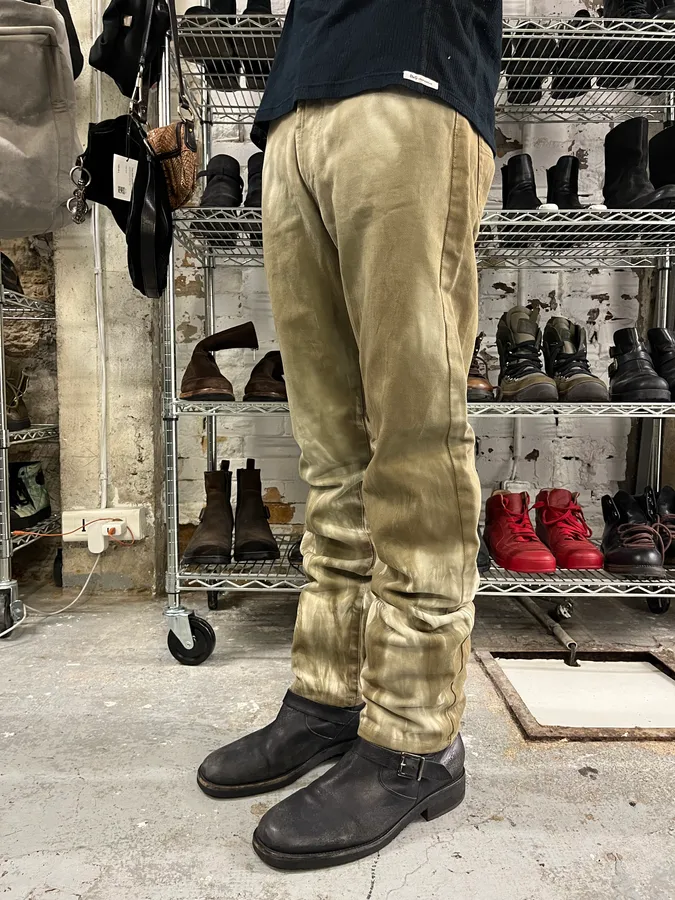 2000s Gianfranco Ferré Bleached Effect Green Pants - Image 3