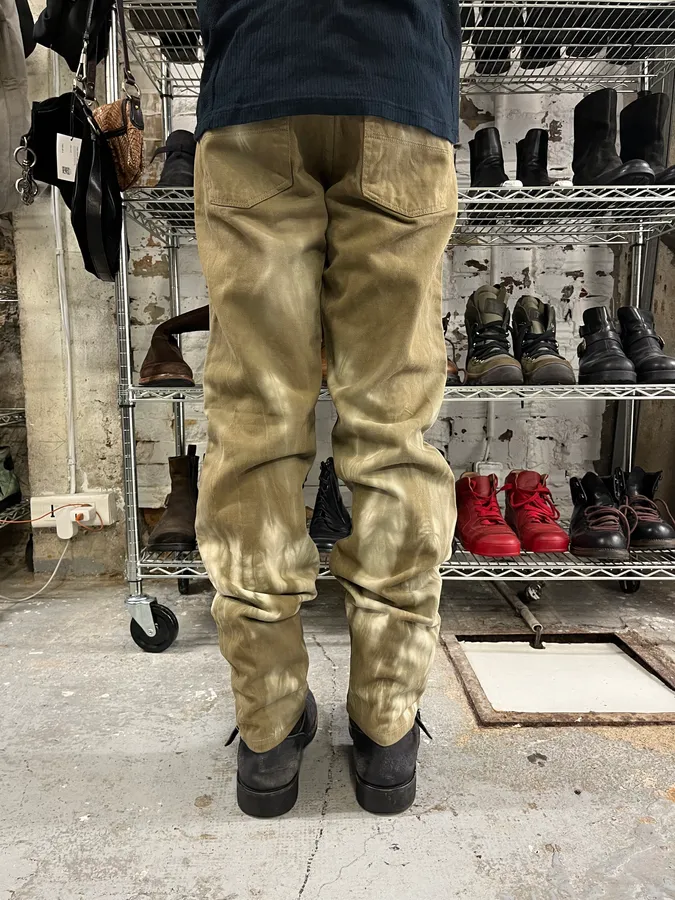 2000s Gianfranco Ferré Bleached Effect Green Pants - Image 4