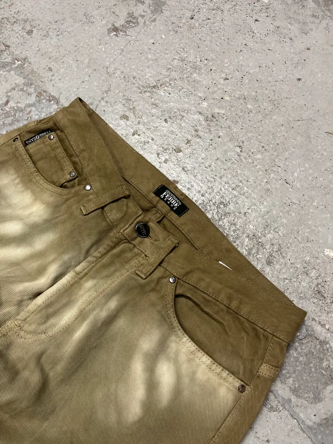 2000s Gianfranco Ferré Bleached Effect Green Pants - Image 6