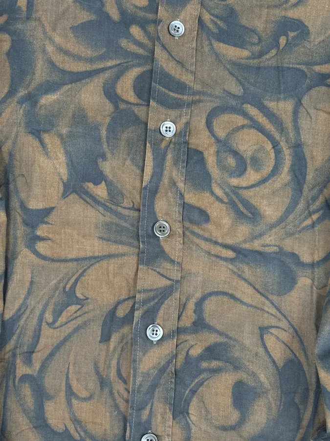 2000s Gianfranco Ferré Brown Floral Print Shirt - Image 10