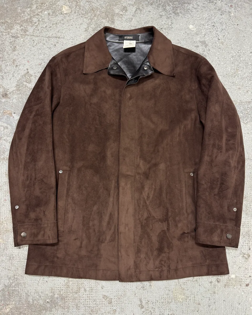 2000s Gianfranco Ferré Brown Suede Leather Jacket