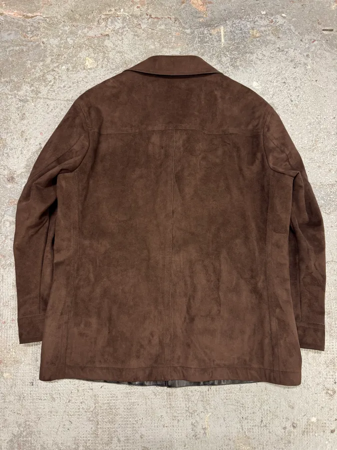 2000s Gianfranco Ferré Brown Suede Leather Jacket - Image 5