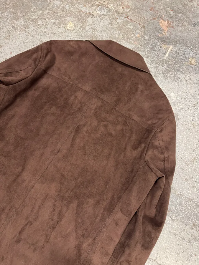 2000s Gianfranco Ferré Brown Suede Leather Jacket - Image 6
