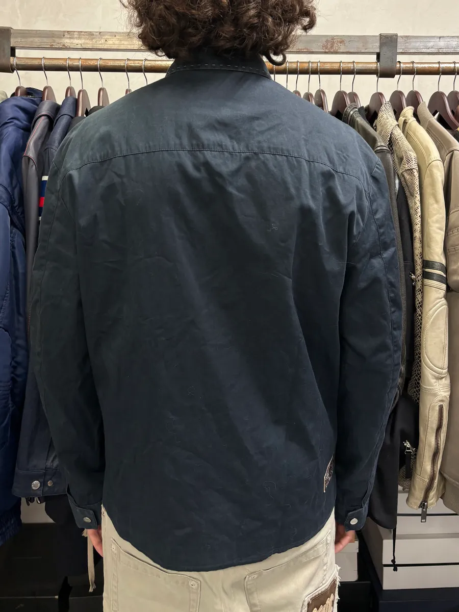 2000s Gianfranco Ferré Buttoned Navy Minimalist Jacket - Image 3