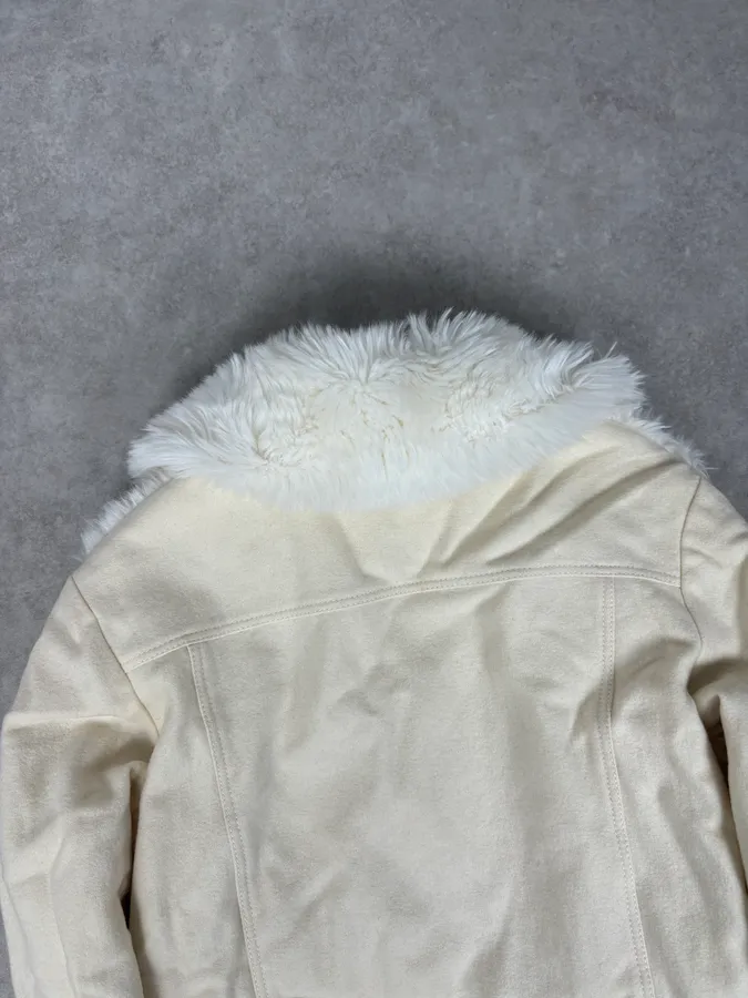 2000s Gianfranco Ferre Creamy Fur Leather Jacket - Image 6