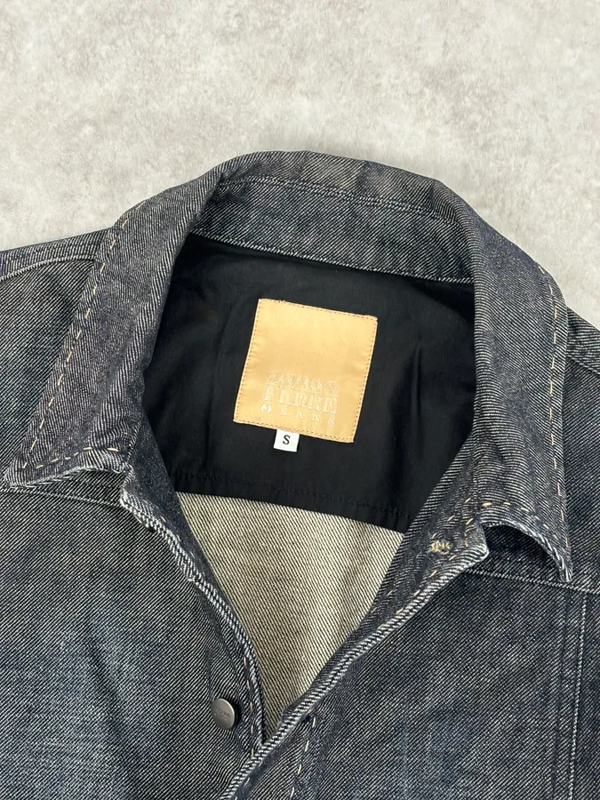 2000s Gianfranco Ferré Dark Blue Denim Jacket - Image 8