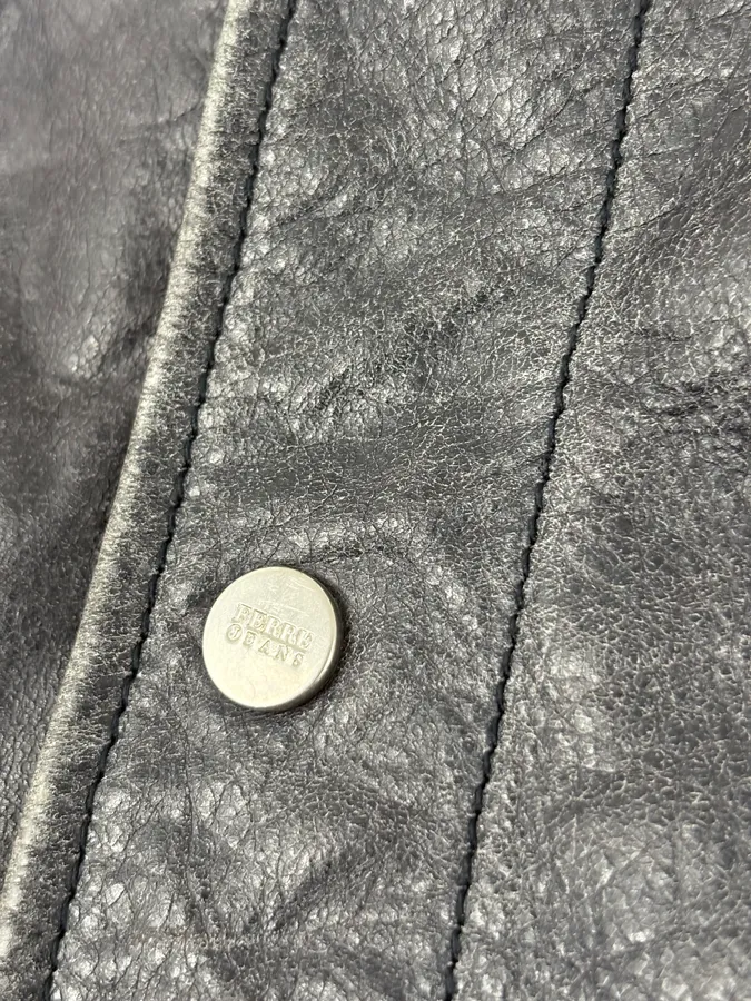 2000s Gianfranco Ferré Grey Leather Trucker Jacket - Image 7
