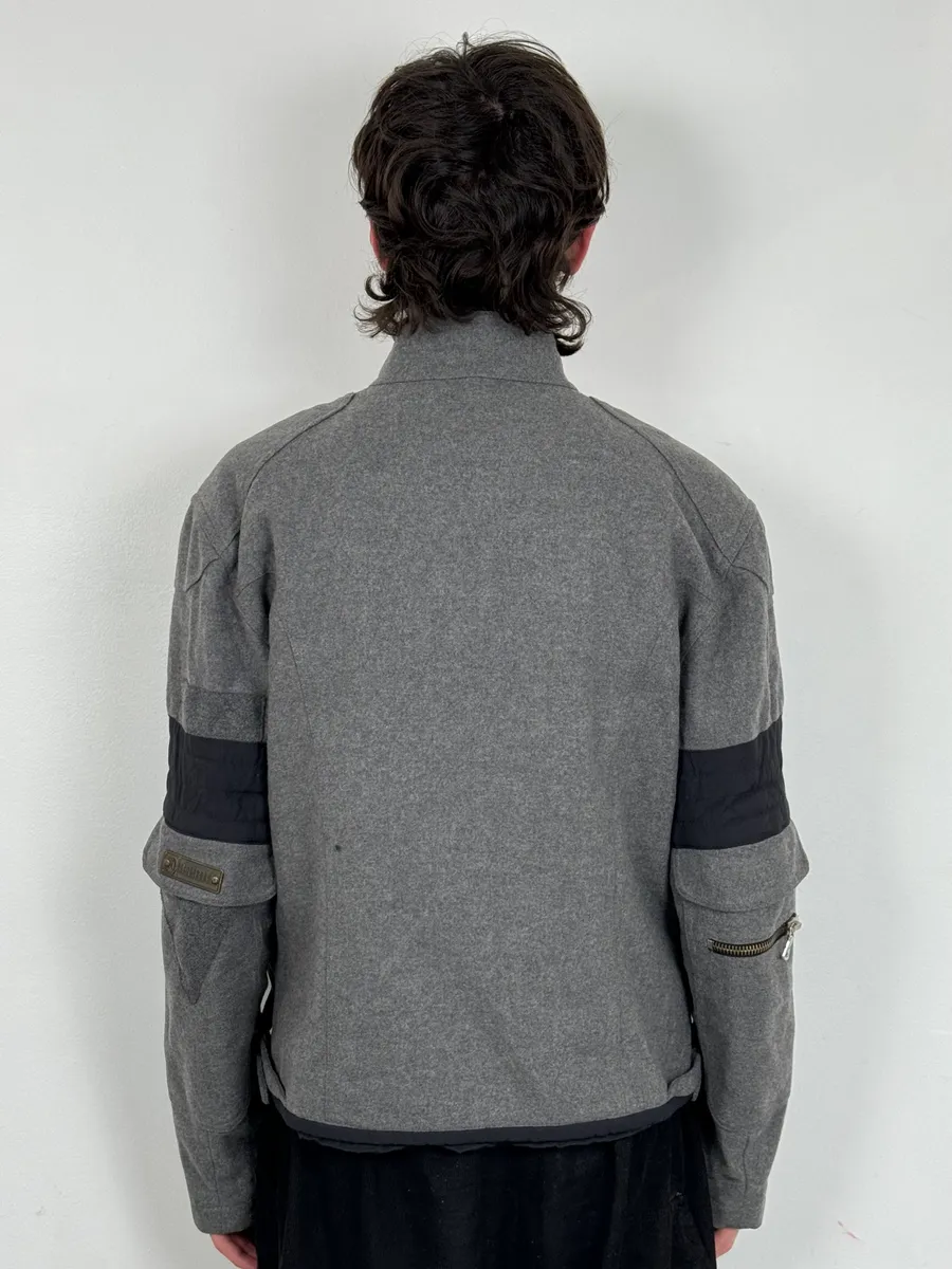 2000s Gianfranco Ferré Grey Wool Zip-up Jacket - Image 3